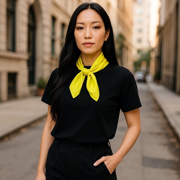NWT SILKLETTE Flasher Dasher 100% Fine Silk Kerchief Scarf FLUORESCENT YELLOW - Picture 2 of 8